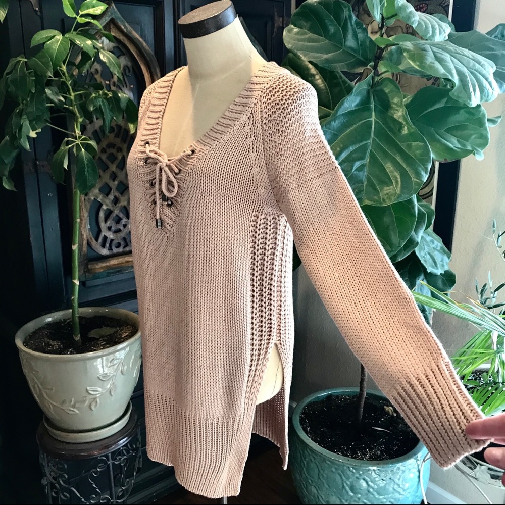 Mazy laced tunic heavy knit sweater - Picture 5 of 8
